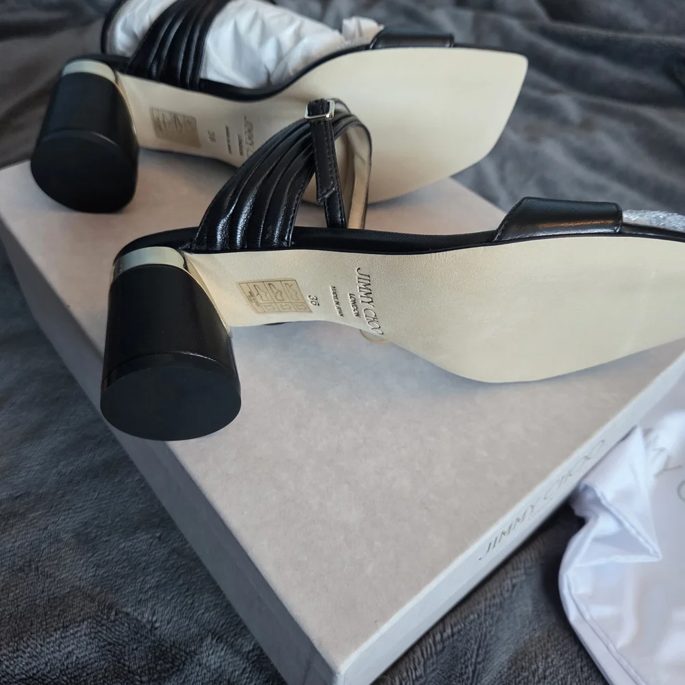 BNIB Jimmy Choo Black and Gold Sandals - Picture 8 of 14
